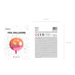 Balon foliowy Kula ombre, różowo-pomarańczowy, 35cm