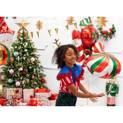 Balon foliowy Cukierek, 35cm, mix czerwony zielony Świąteczny