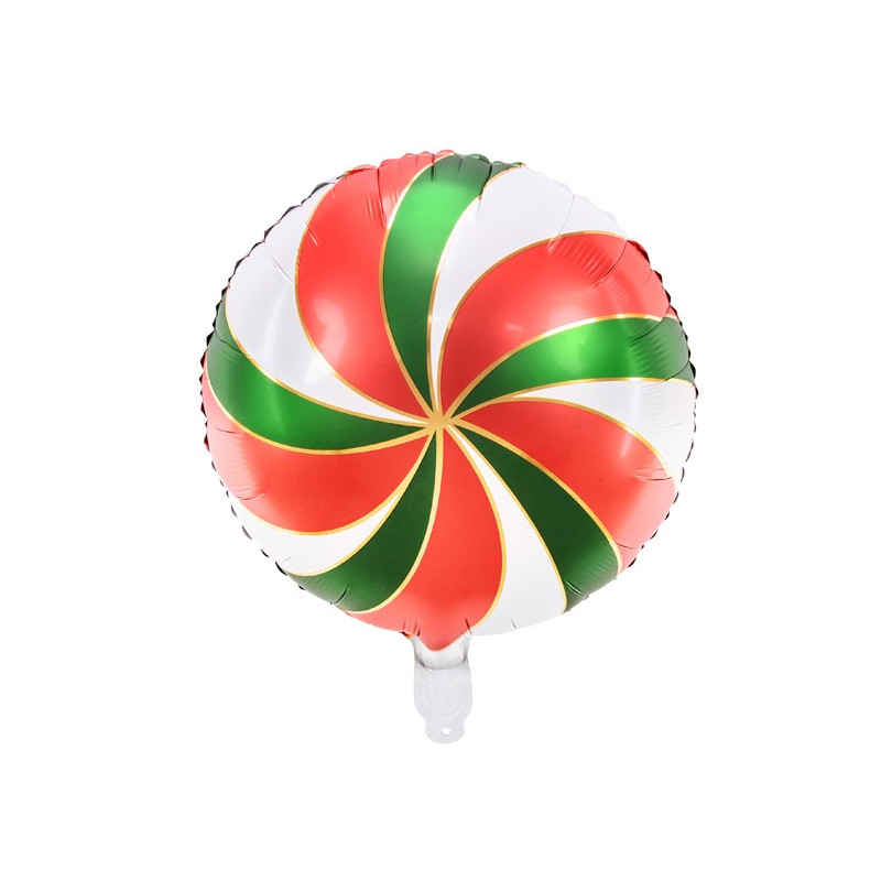 Balon foliowy Cukierek, 35cm, mix czerwony zielony Świąteczny