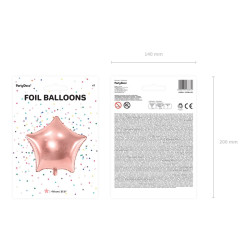 Balon foliowy Gwiazdka, 70cm, różowe złoto