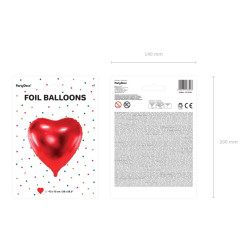 Balon foliowy Serce, 72x73cm, czerwony