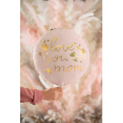 Balon foliowy "Love you mom" Dzień Mamy 45 cm