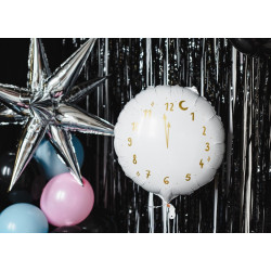 Balon foliowy Zegar, 45 cm, biały