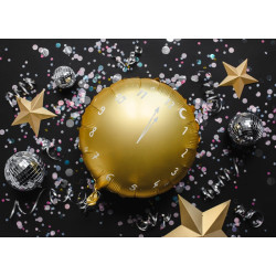 Balon foliowy Zegar, 45 cm, złoty