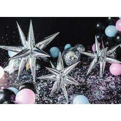 Balon foliowy Gwiazda 3D, 70cm, srebrny