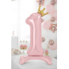 Stojący balon foliowy cyfra "1", 84 cm, jasny różowy