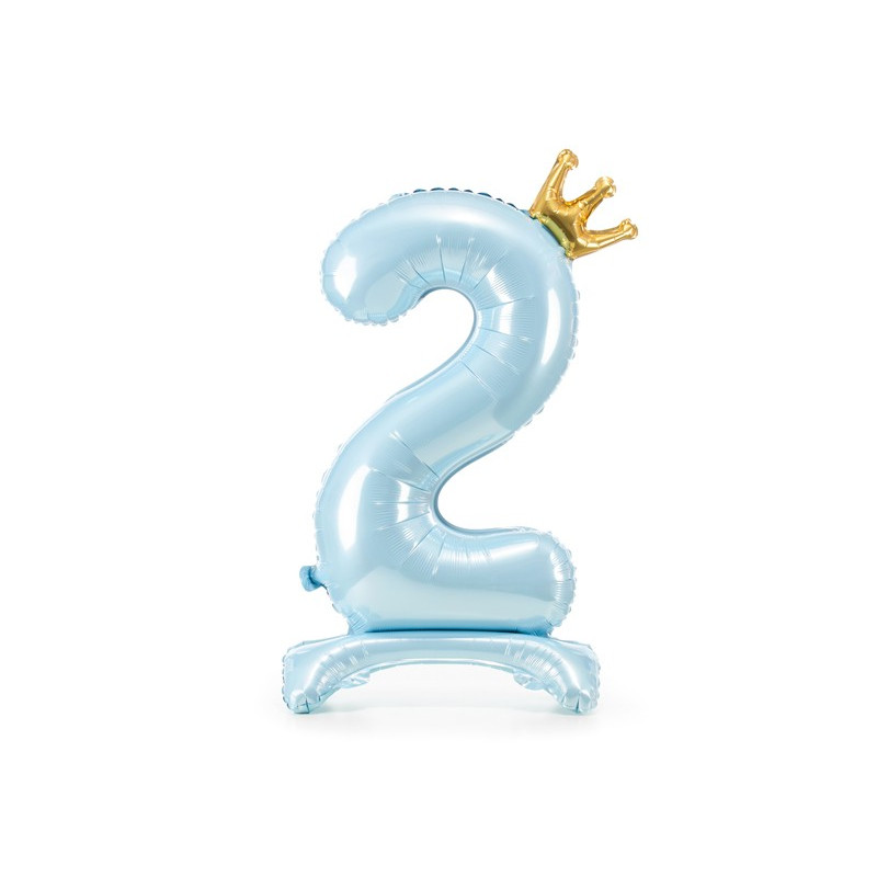 Stojący balon foliowy cyfra "2" , 84 cm, błękit