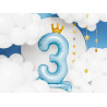 Stojący balon foliowy cyfra "3" , 84 cm, błękit
