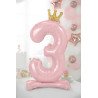 Stojący balon foliowy cyfra "3" , 84 cm, jasny różowy