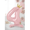 Stojący balon foliowy cyfra "4" , 84 cm, jasny różowy