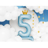Stojący balon foliowy cyfra "5" , 84 cm, błękit