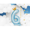 Stojący balon foliowy cyfra " 6 " , 84 cm, błękit
