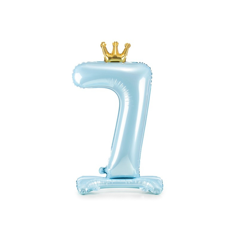 Stojący balon foliowy cyfra "7" , 84 cm, błękit