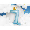 Stojący balon foliowy cyfra "7" , 84 cm, błękit