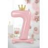 Stojący balon foliowy cyfra "7" , 84 cm, jasny różowy
