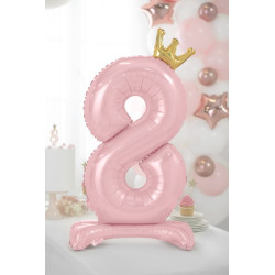Stojący balon foliowy cyfra "8" , 84 cm, jasny różowy