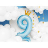 Stojący balon foliowy cyfra "9" , 84 cm, błękit