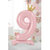 Stojący balon foliowy cyfra "9" , 84 cm, jasny różowy