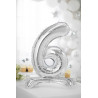 Stojący balon foliowy Cyfra ''6'', 70cm, srebrny