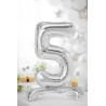Stojący balon foliowy Cyfra ''5'', 70cm, srebrny