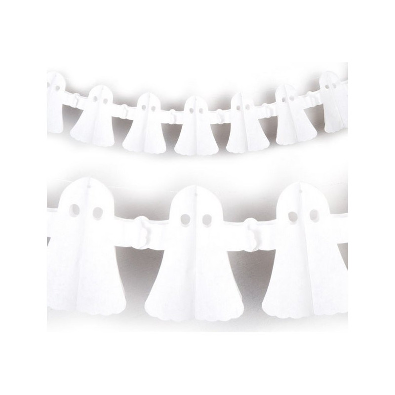 Girlanda Duszki Halloween 3D papierowa biała 3m