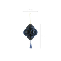 Bombka papierowa honeycomb Kropelka, granat, 8x12 cm