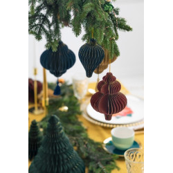 Bombka papierowa honeycomb Latarnia, granat, 13,2x15cm