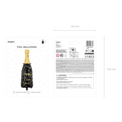Balon foliowy Butelka Happy New Year, 39,5x98 cm, mix