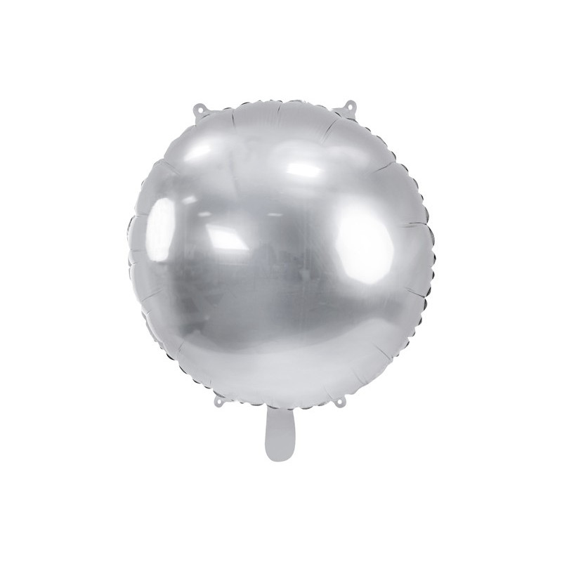 Balon foliowy okrągły Pastylka, 45 cm, srebrny