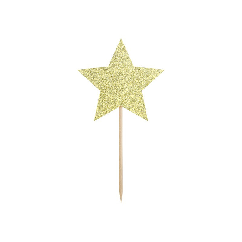 Dekoracje do muffinek - Gwiazdki, złoty, 11,5cm (1 op. / 6 szt.)