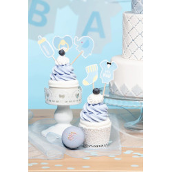 Toppery na Baby Shower niebieskie słonik 5szt