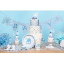Toppery na Baby Shower niebieskie słonik 5szt