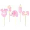 Toppery na Baby Shower różowe słonik 5szt