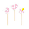 Toppery na Baby Shower różowe 6szt