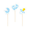 Toppery na Baby Shower niebieskie 6szt