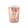 Kubeczki urodzinowe Happy Birthday!, różowe złoto, 260ml