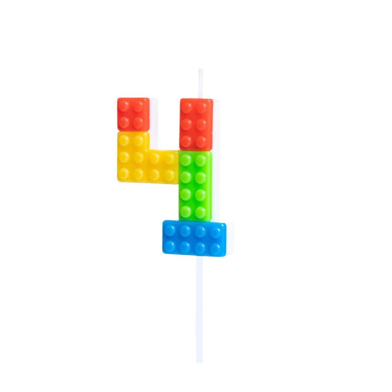 Świeczka na tort cyfra 4 klocki Lego