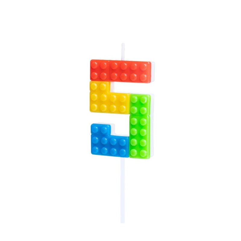 Świeczka na tort cyfra 5 klocki Lego
