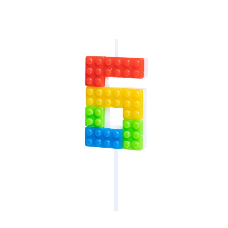 Świeczka na tort cyfra 6 klocki Lego