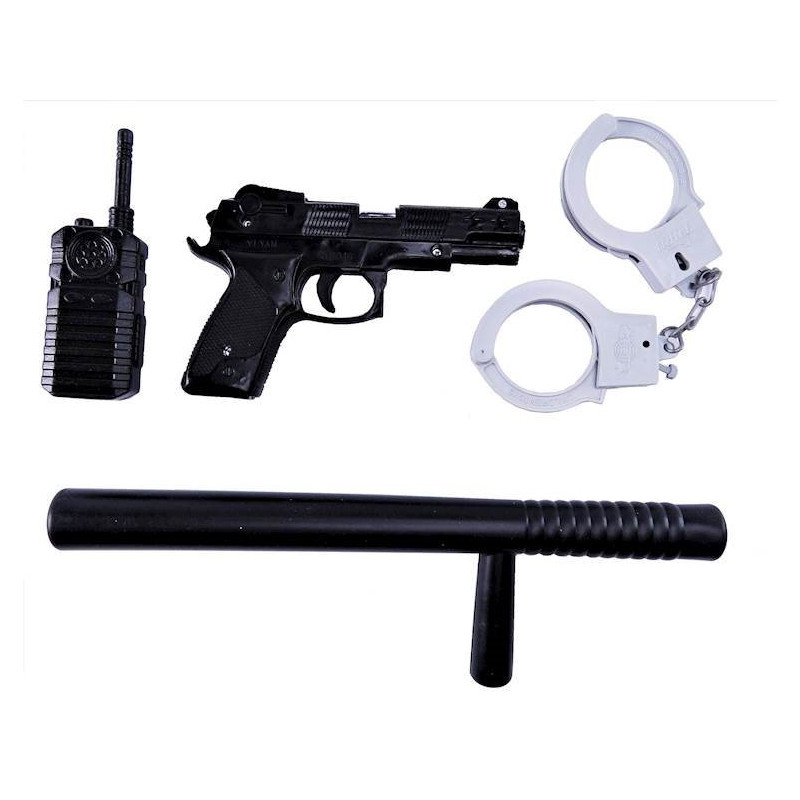 Podstawowy Zestaw Policjanta - pistolet pałka kajdanki krótkofalówka