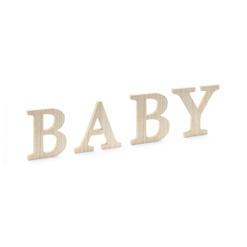 Drewniany napis BABY litery 16.5-21.5x19.5 cm