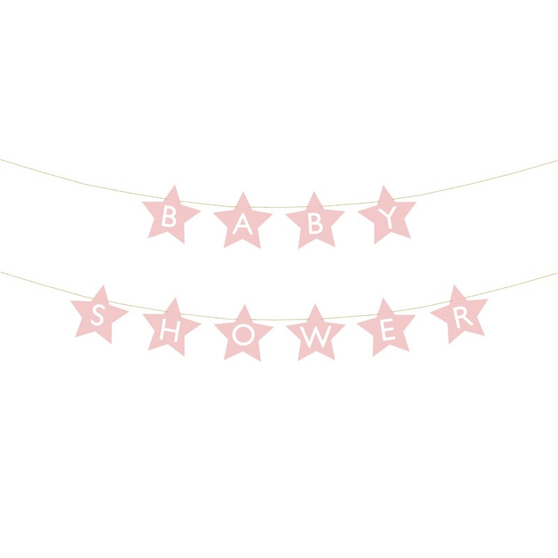 Baner Baby shower Różowy gwiazdki 290x16.5 cm