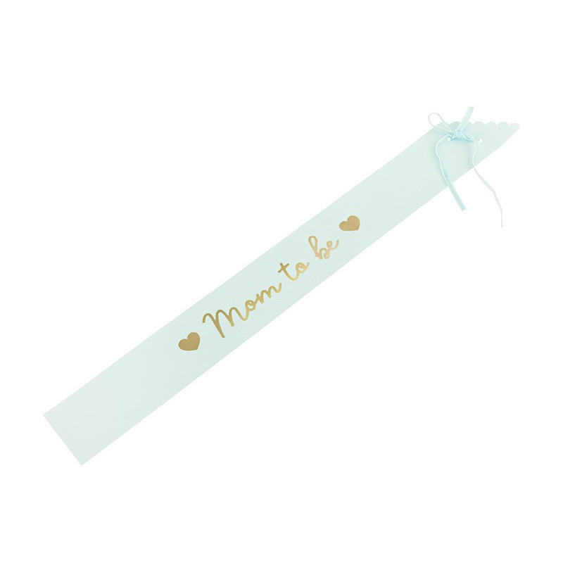 Szarfa Mom to be błękitna 75 cm na Baby Shower
