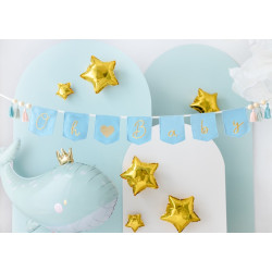 Baner Oh baby z frędzlami błękitny 2.5 m na Baby Shower