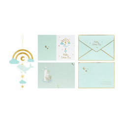 Kartka z zawieszką Wieloryb niebieska 14x20 cm na Baby Shower