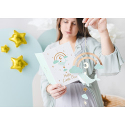 Kartka z zawieszką Wieloryb niebieska 14x20 cm na Baby Shower