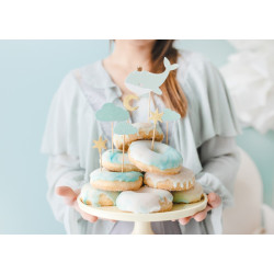 Dekoracje do muffinek - Topperki Wieloryb 11-13.5 cm 7 szt
