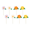 Toppery na tort Kwiaty 13 cm 8 szt