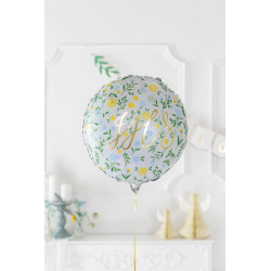 Balon foliowy IHS 45 cm Komunia Święta kwiatuszki