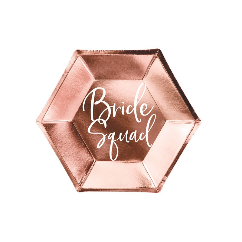 Talerzyki Bride squad różowe złoto 23cm 6 szt na Wieczór Panieński